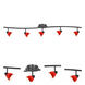 Serpentine 5 Light 120V Dark Bronze Rail Fixture Ceiling Light in Red Spot Glass