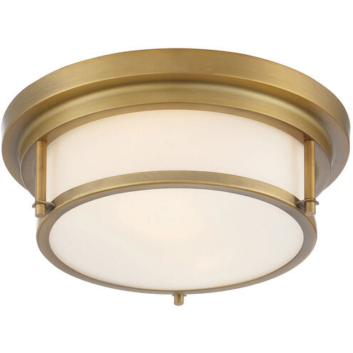 Contemporary 2 Light 13 inch Natural Brass Flush Mount Ceiling Light