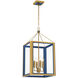 Herrick 4 Light 15 inch Luxe Gold and Navy Chandelier Ceiling Light