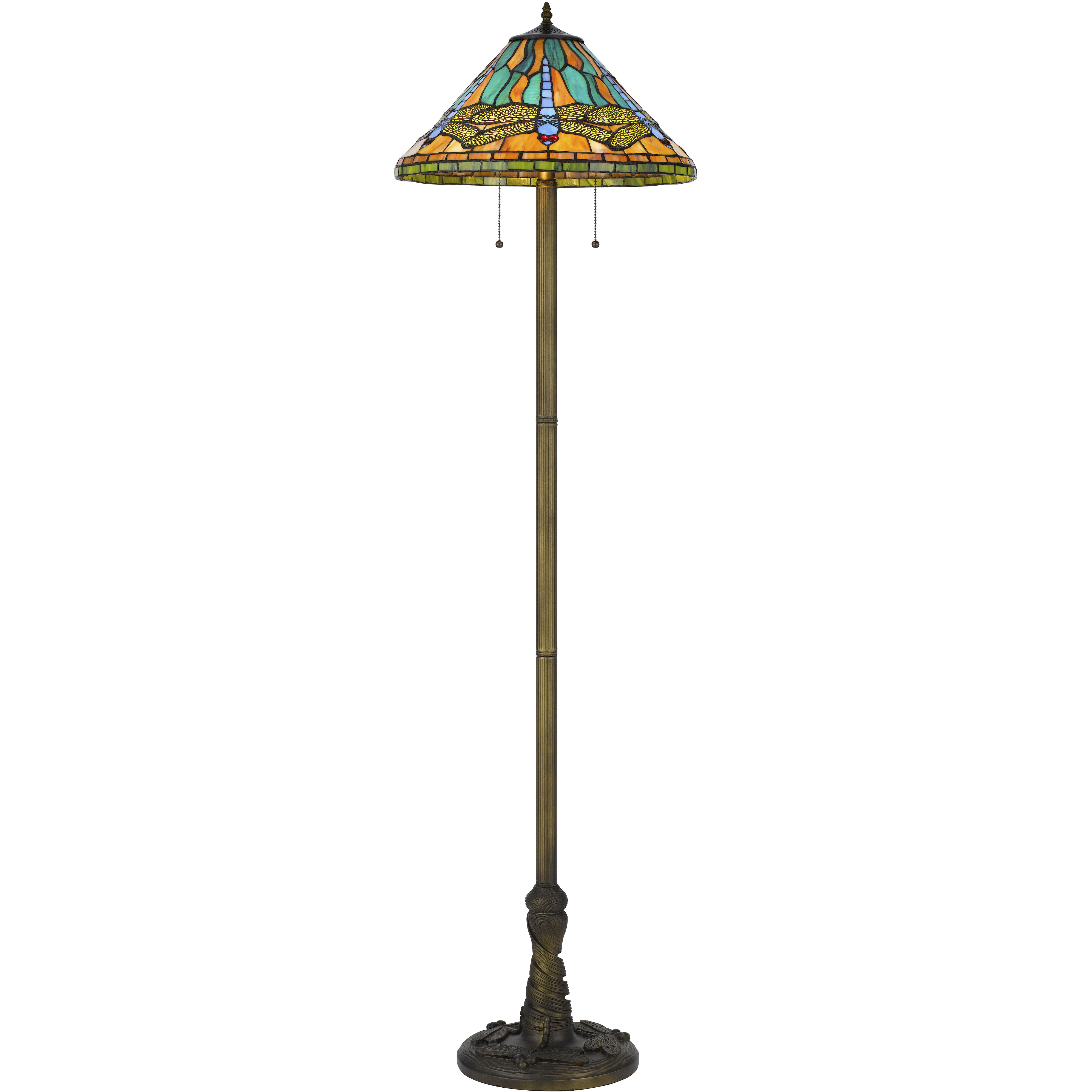 3108 Tiffany 63 inch 60.00 watt Antique Brass Floor Lamp Portable Light