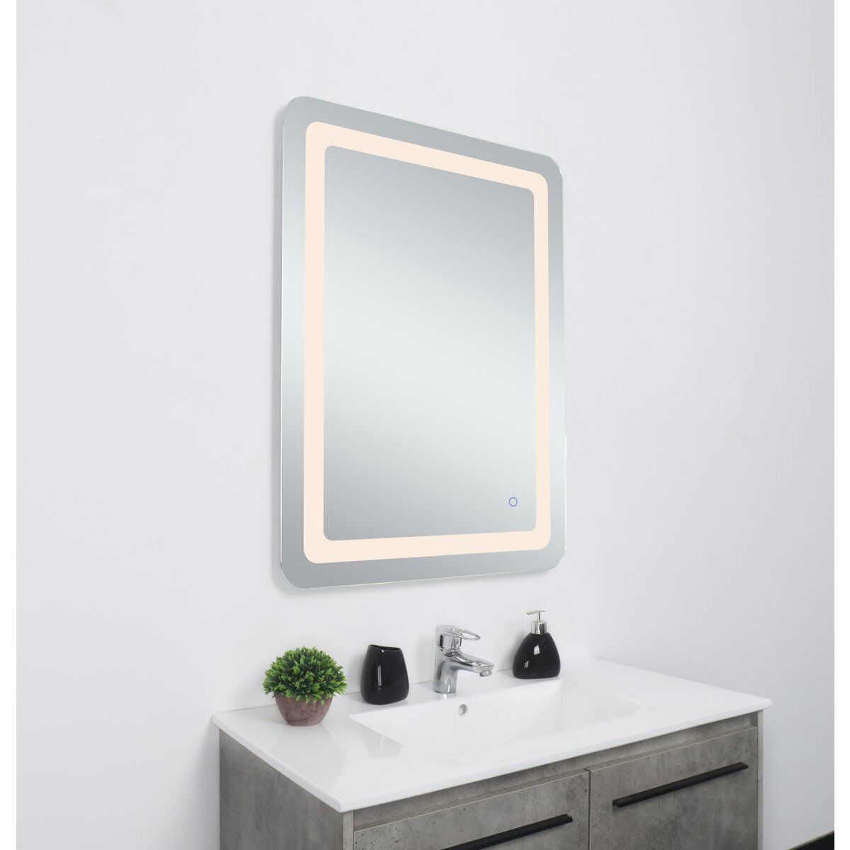 Genesis 36 X 27 inch Glossy White LED Mirror