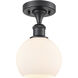 Edison Athens 1 Light 6 inch Matte Black Semi-Flush Mount Ceiling Light in Matte White Glass
