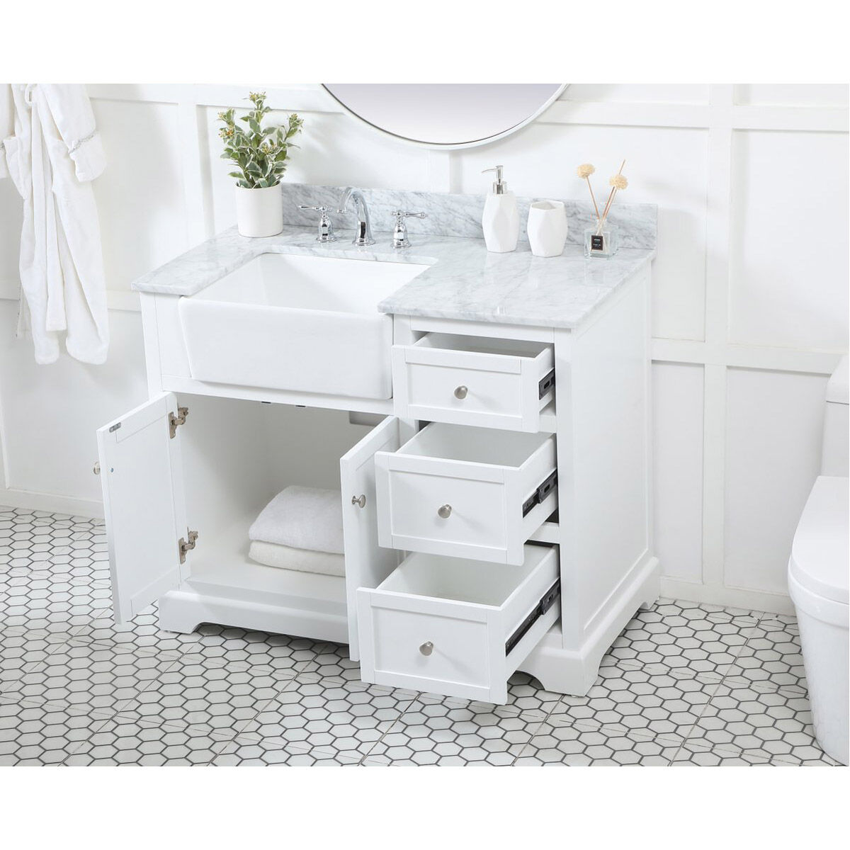 Franklin 42 X 22 X 35 inch White Bathroom Vanity Cabinet
