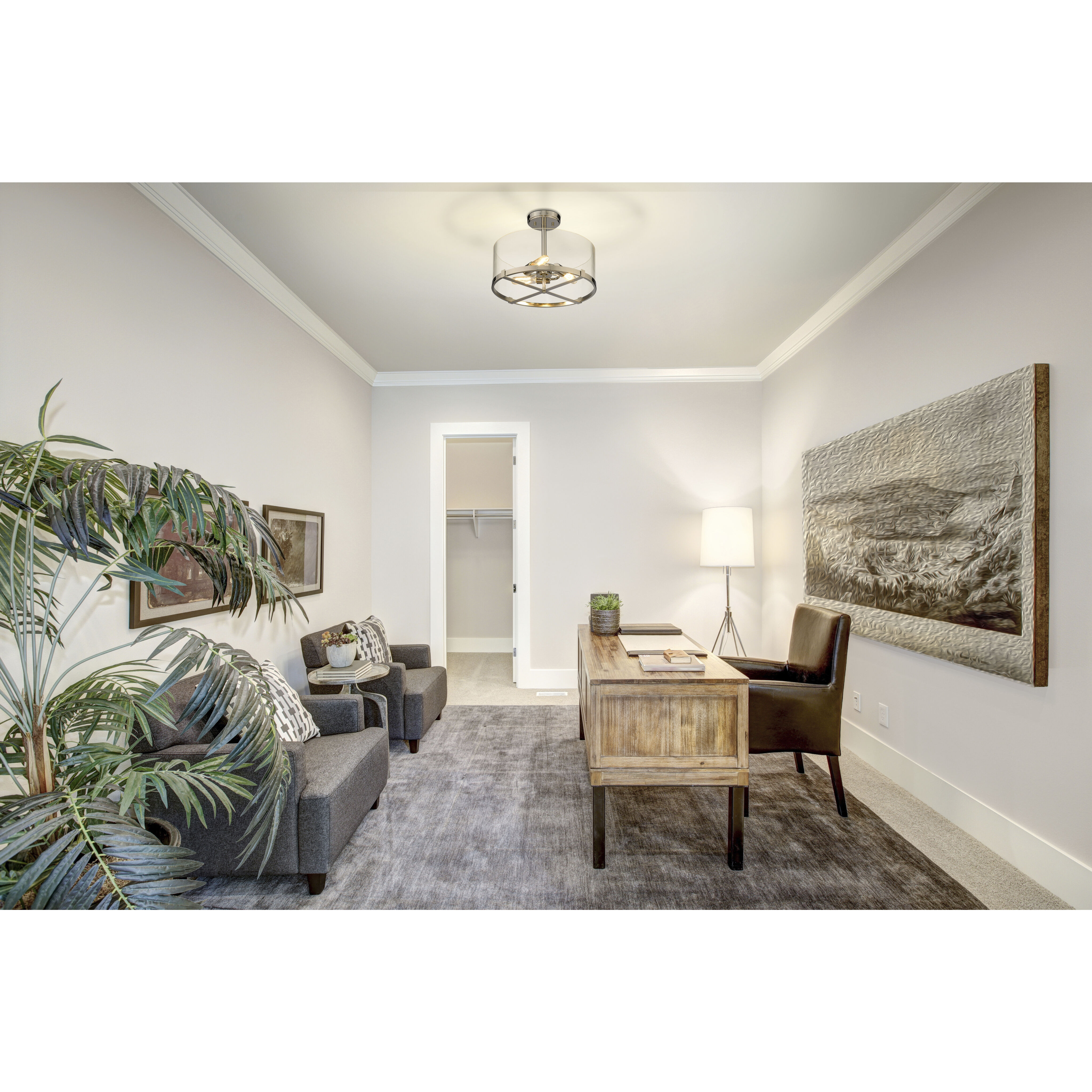 Callista 3 Light 16.5 inch Polished Nickel Semi Flush Mount Ceiling Light