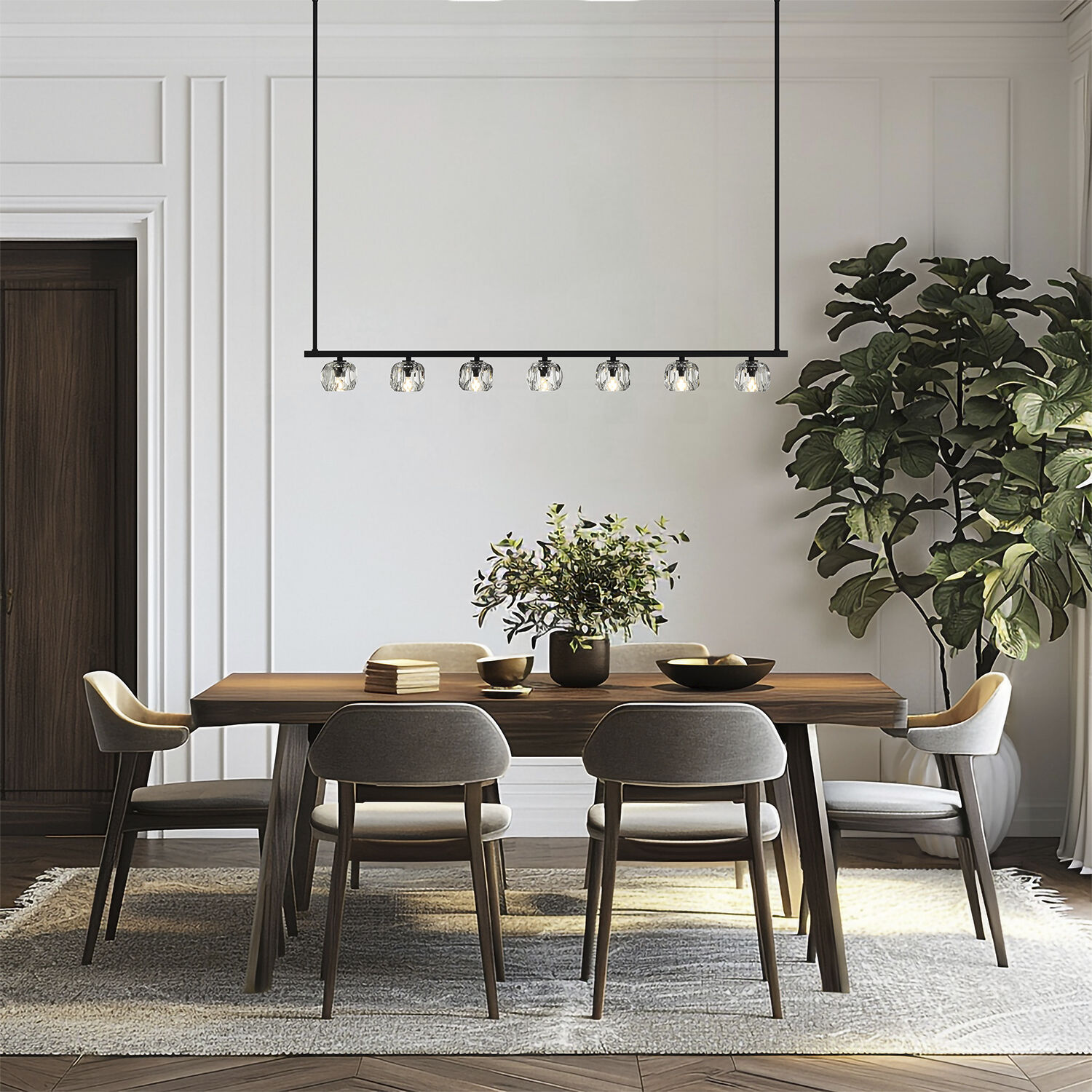 Aragon 7 Light 56 inch Matte Black Linear Chandelier Ceiling Light