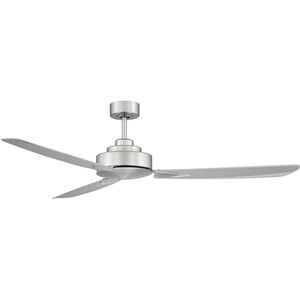 Modern 58 inch Brushed Nickel with Silver Blades Ceiling Fan