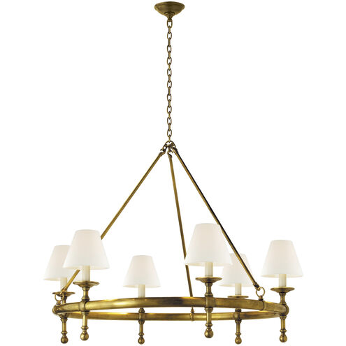 Chapman & Myers Classic2 6 Light 38.5 inch Hand-Rubbed Antique Brass Ring Chandelier Ceiling Light in Linen