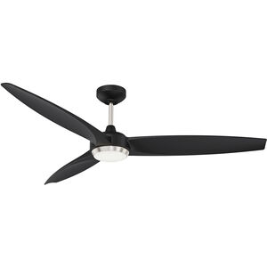 Steltra 56 inch Black and Satin Nickel with Black Blades Indoor Ceiling Fan