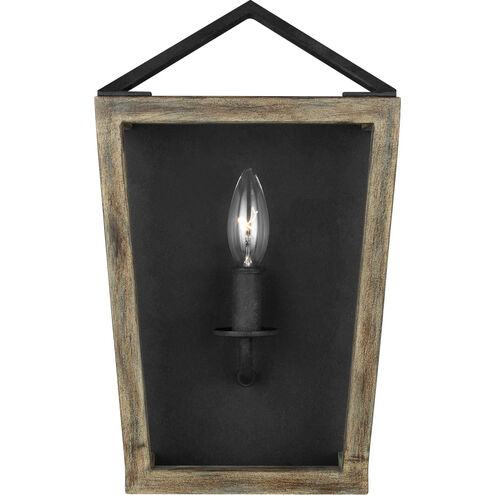 Sean Lavin Gannet 1 Light 8.63 inch Weathered Oak Wood / Antique Forged Iron Wall Sconce Wall Light