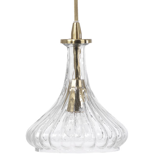 Isabella Carafe 1 Light 7 inch Clear with Brass Pendant Ceiling Light