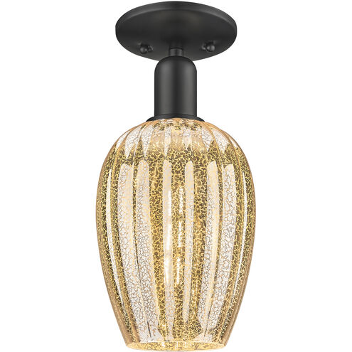 Downtown Urban Preston 1 Light 6.25 inch Matte Black Semi-Flush Mount Ceiling Light in Mercury