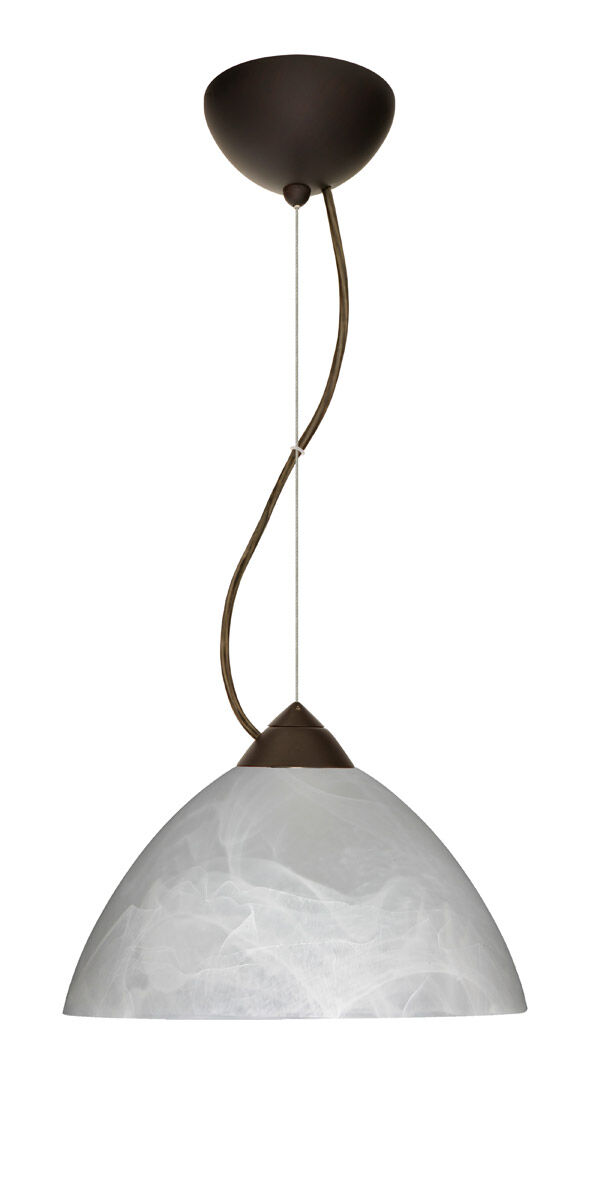 Tessa 1 Light Bronze Pendant Ceiling Light in Marble Glass, Incandescent