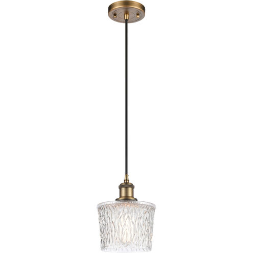 Ballston Niagra LED 6.5 inch Brushed Brass Mini Pendant Ceiling Light in Black Textured, Ballston
