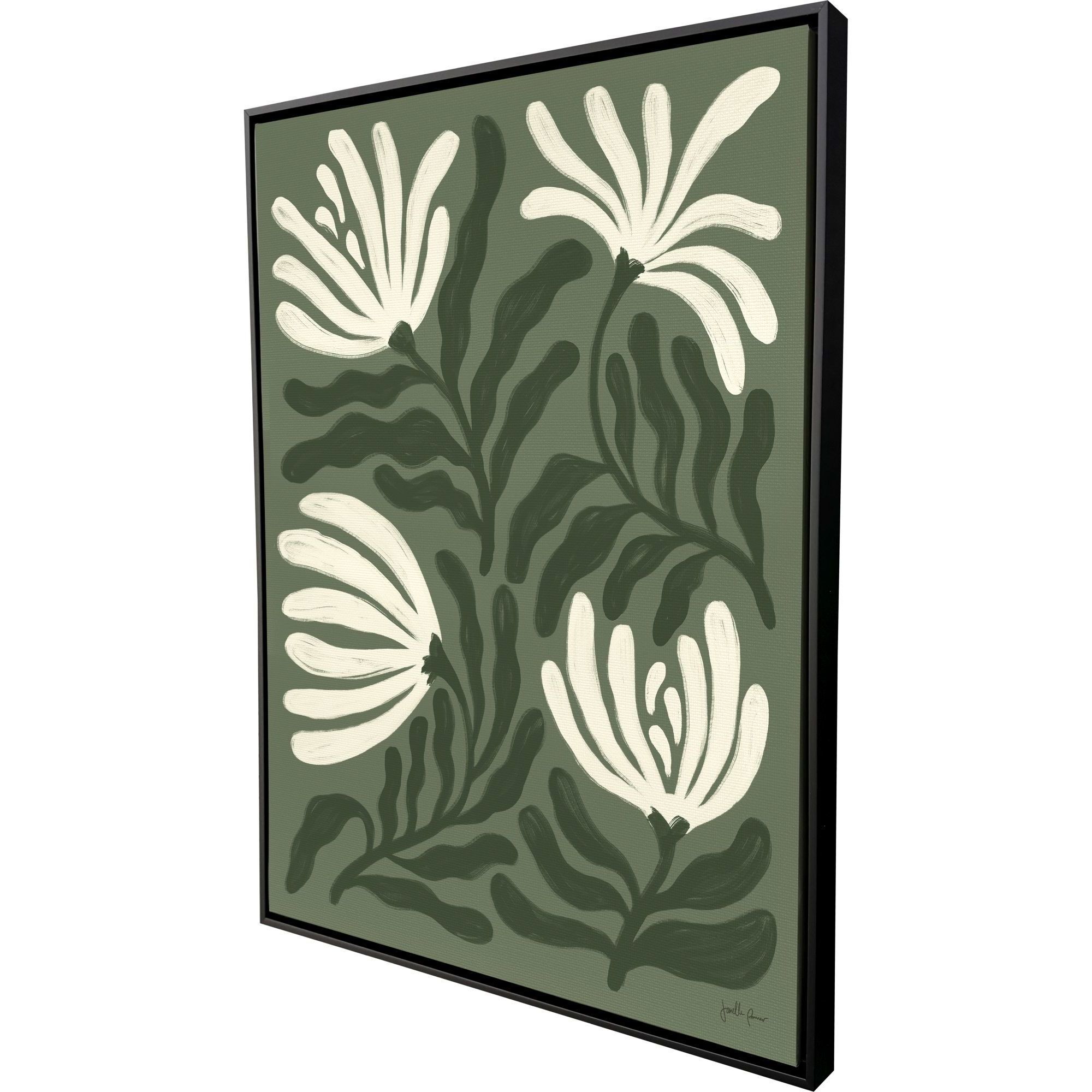 Simple Petals Green and Beige Canvas, Propac
