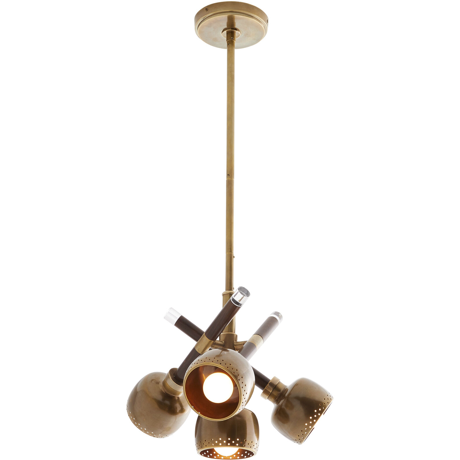 Pavo 4 Light 15 inch Dark Walnut and Vintage Brass Pendant Ceiling Light, Large