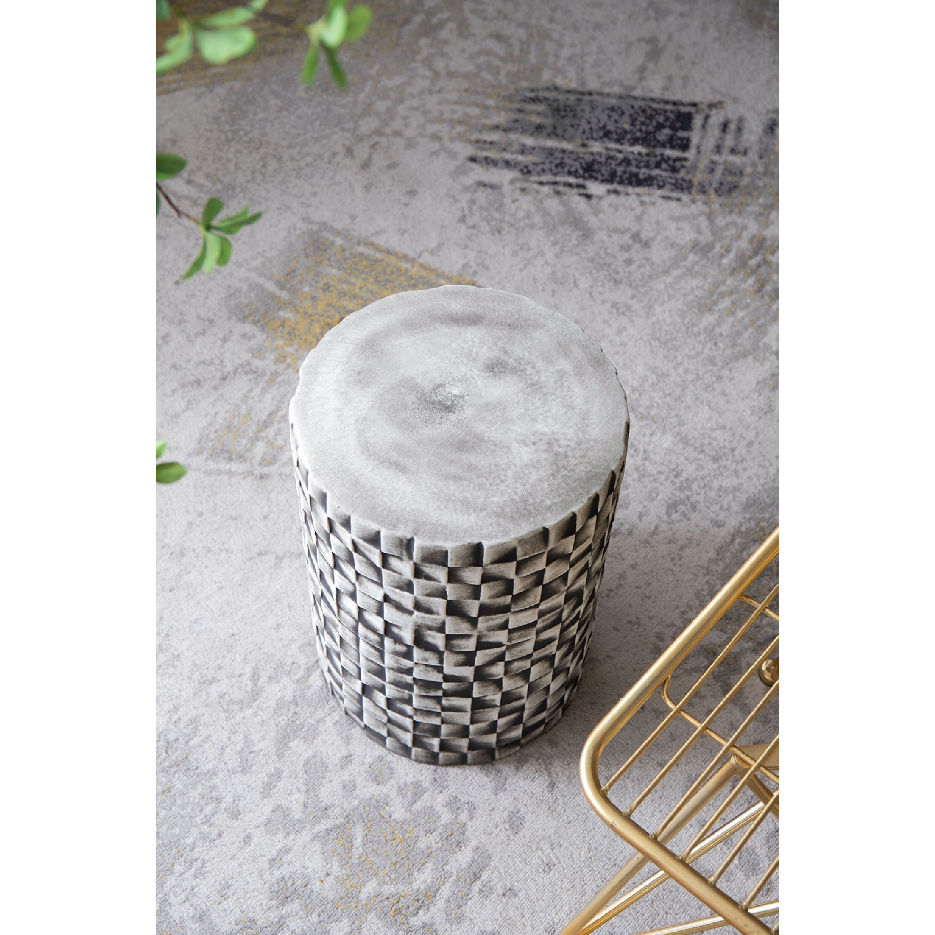 A B Home 60038 Metro 17 inch White and Black Garden Stool