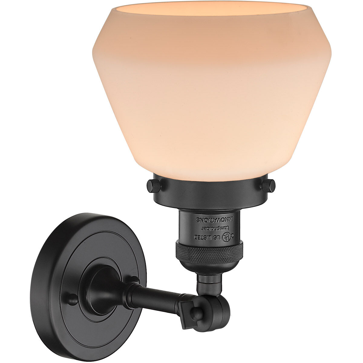 Franklin Restoration Fulton LED 7 inch Matte Black Sconce Wall Light in Matte White Glass, Franklin Restoration