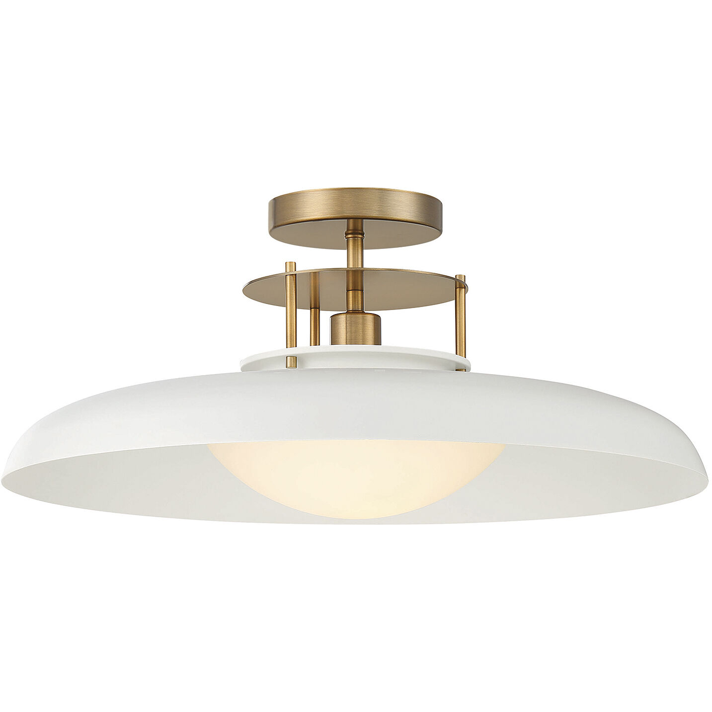 Gavin 1 Light 20 inch White with Warm Brass Accents Semi-Flush Ceiling Light in White/Warm Brass