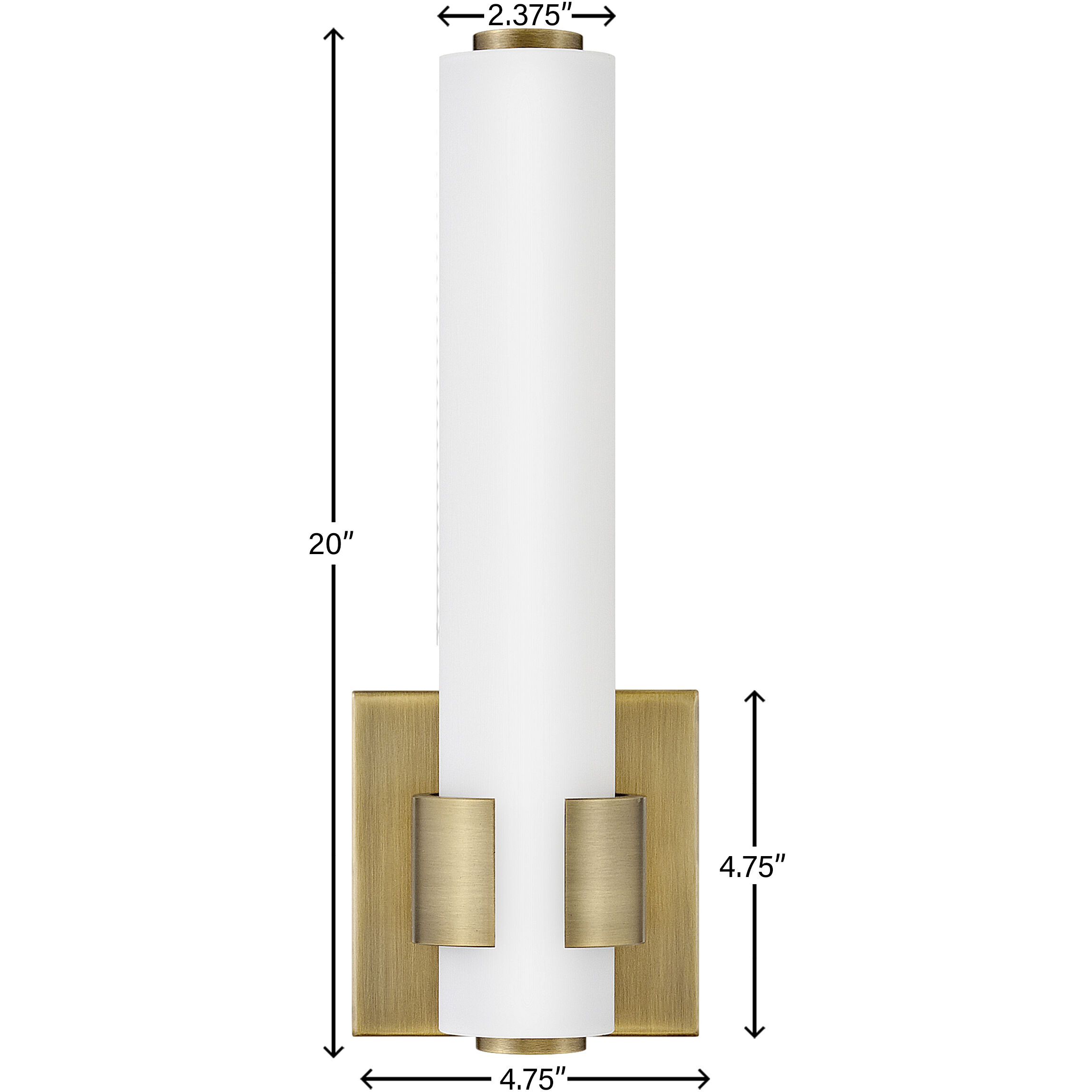 Aiden LED 5 inch Lacquered Brass Bath Light Wall Light, Vertical