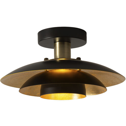 Rancho Mirage LED 12 inch Matte Black and Weathered Brass Flush Mount Ceiling Light