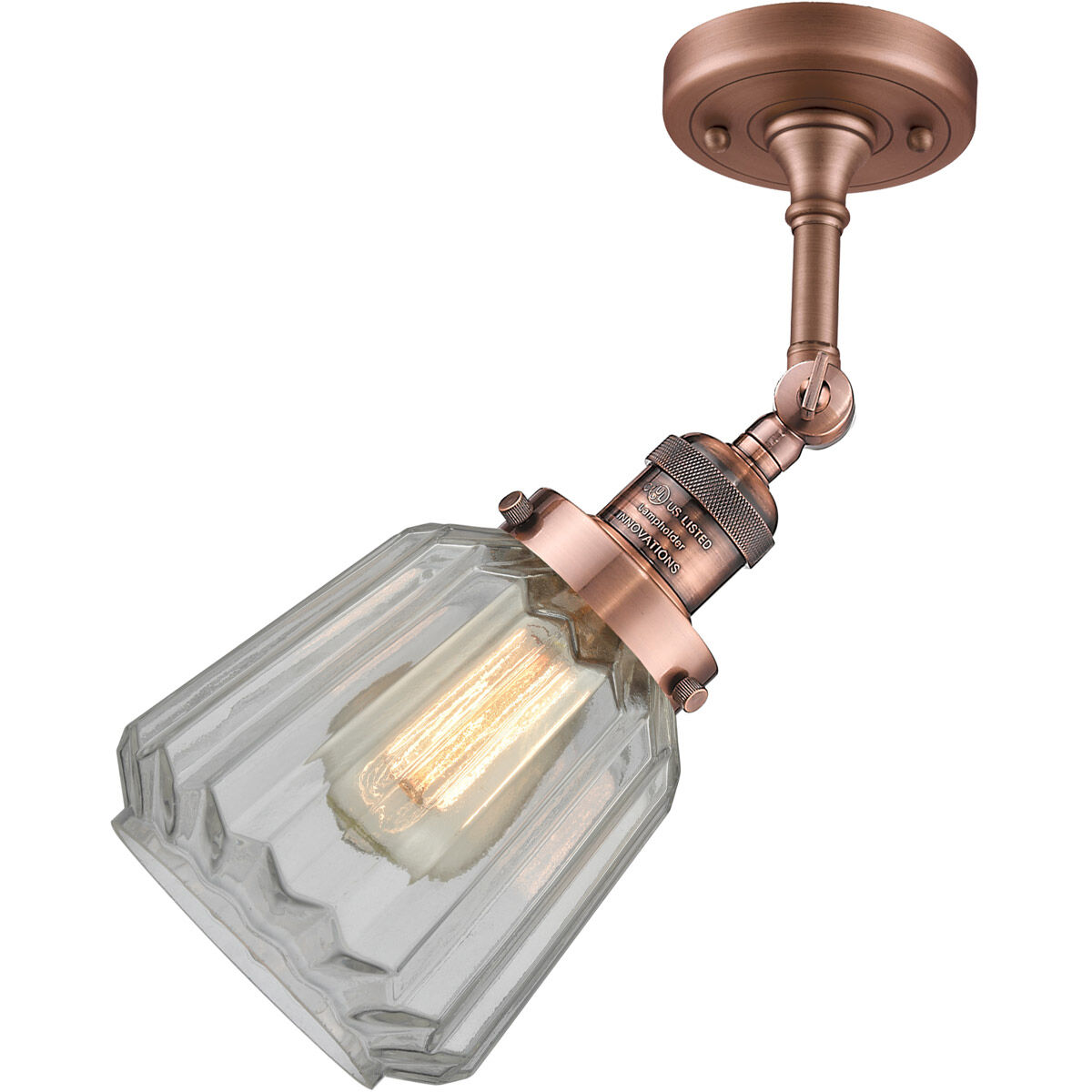 Franklin Restoration Chatham 1 Light 6 inch Antique Copper Semi-Flush Mount Ceiling Light in Clear Glass, Franklin Restoration
