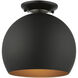 Piedmont 1 Light 10 inch Black with Brushed Nickel Accents Semi-Flush Mount Ceiling Light