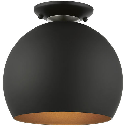 Piedmont 1 Light 10 inch Black with Brushed Nickel Accents Semi-Flush Mount Ceiling Light