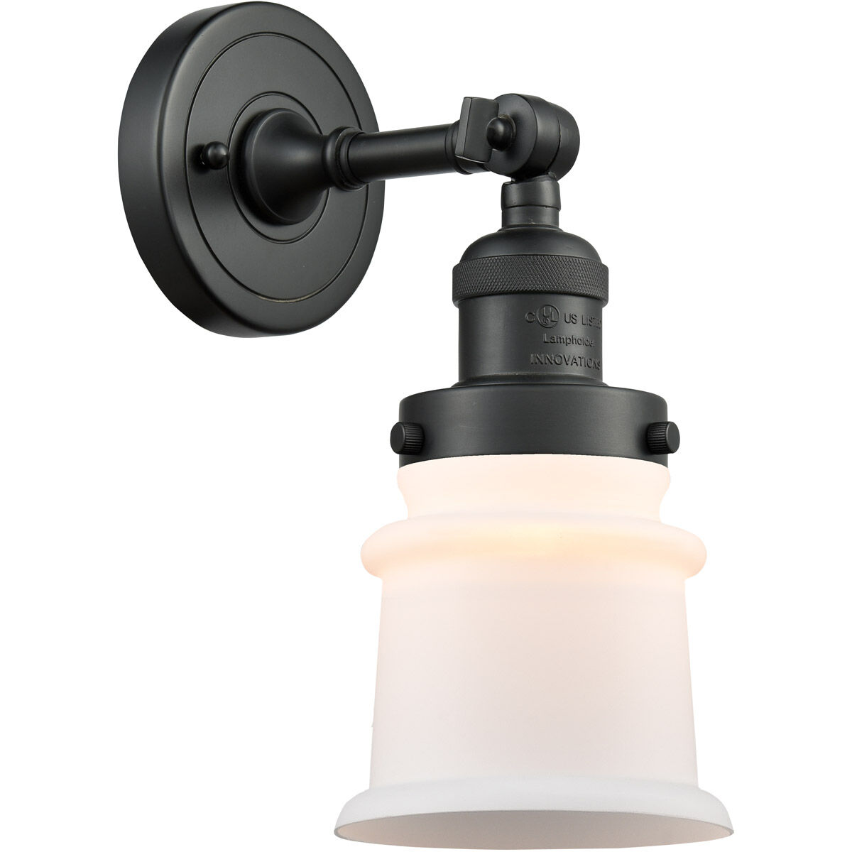 Franklin Restoration Small Canton LED 6 inch Matte Black Semi-Flush Mount Ceiling Light in Matte White Glass, Franklin Restoration