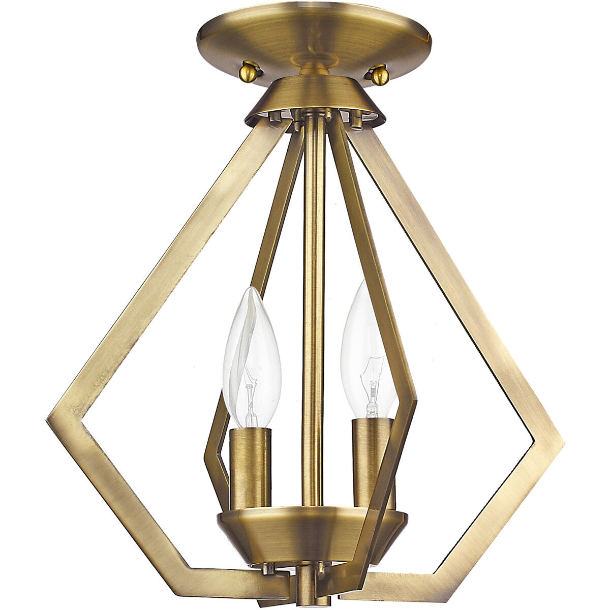 Prism 2 Light 11.25 inch Antique Brass Convertible Mini Chandelier/Ceiling Mount Ceiling Light