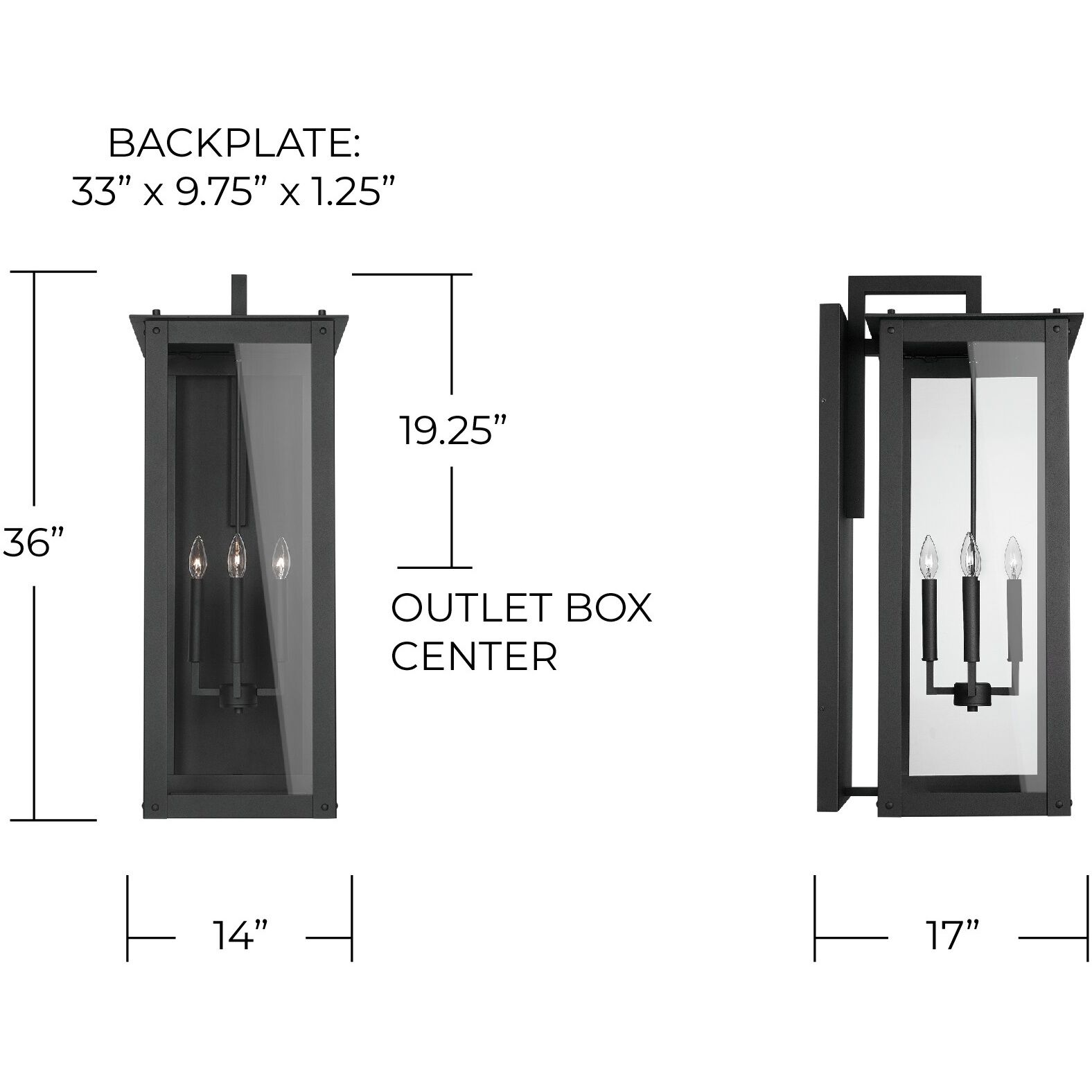 Hunt 4 Light 36 inch Black Outdoor Wall Mount in Incandescent