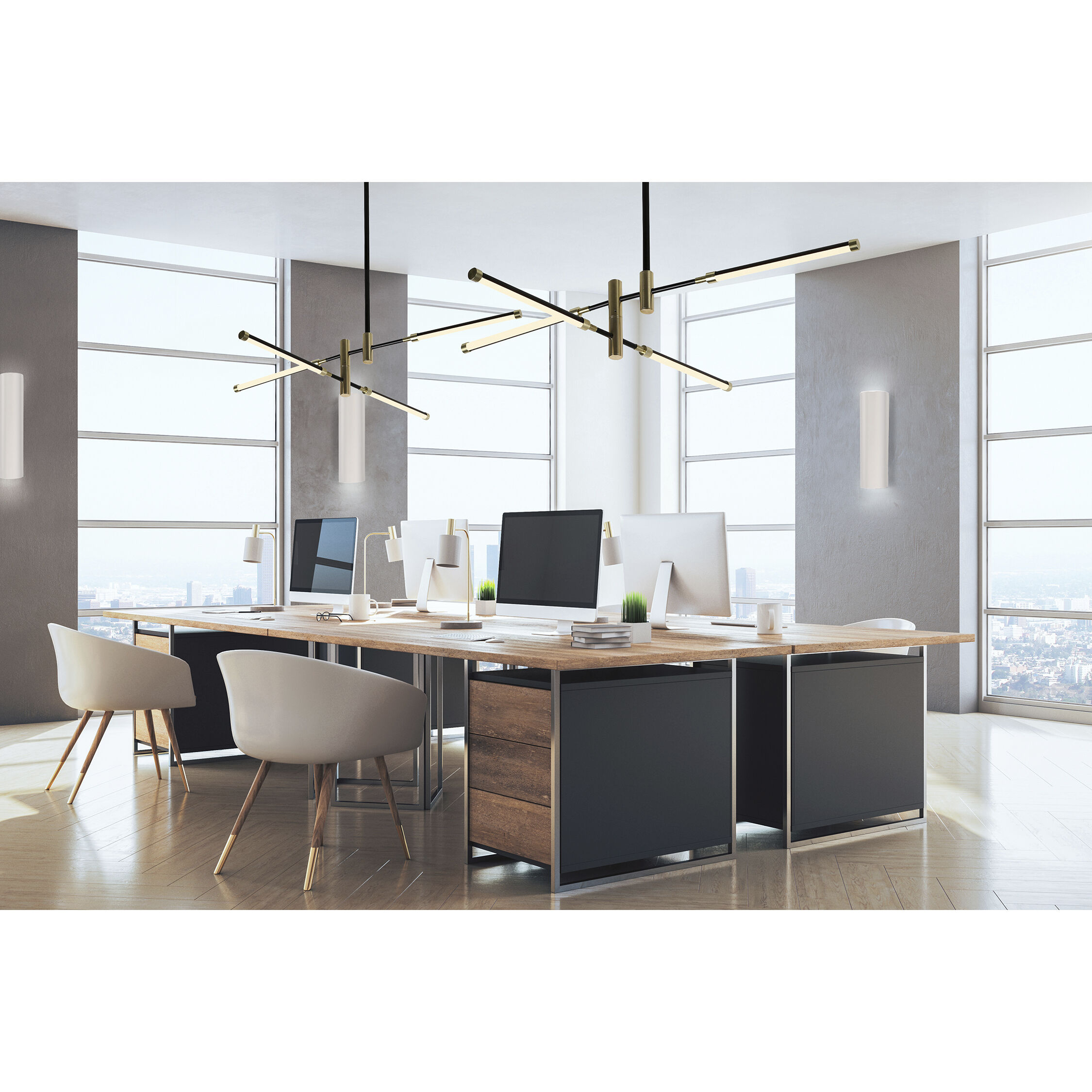 Fianco 4 Light 37 inch Matte Black Semi-Flush Ceiling Light