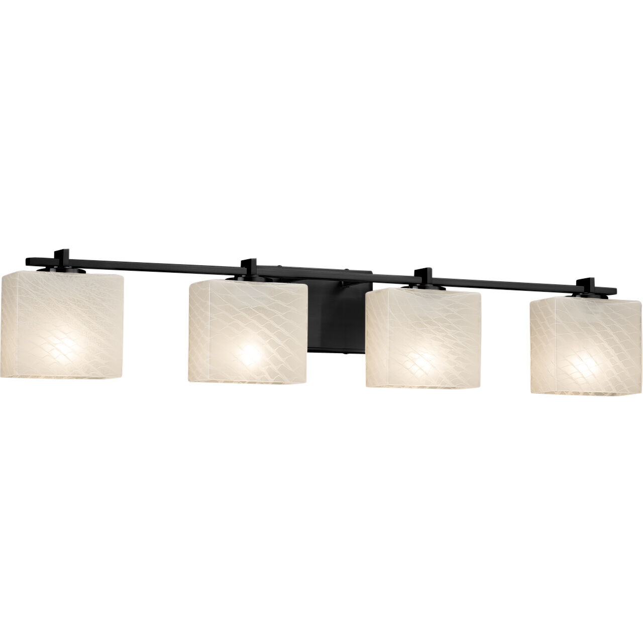 Fusion 4 Light 35.75 inch Matte Black Bath Bar Wall Light in Rectangle, Incandescent, Weave Fusion, Rectangle