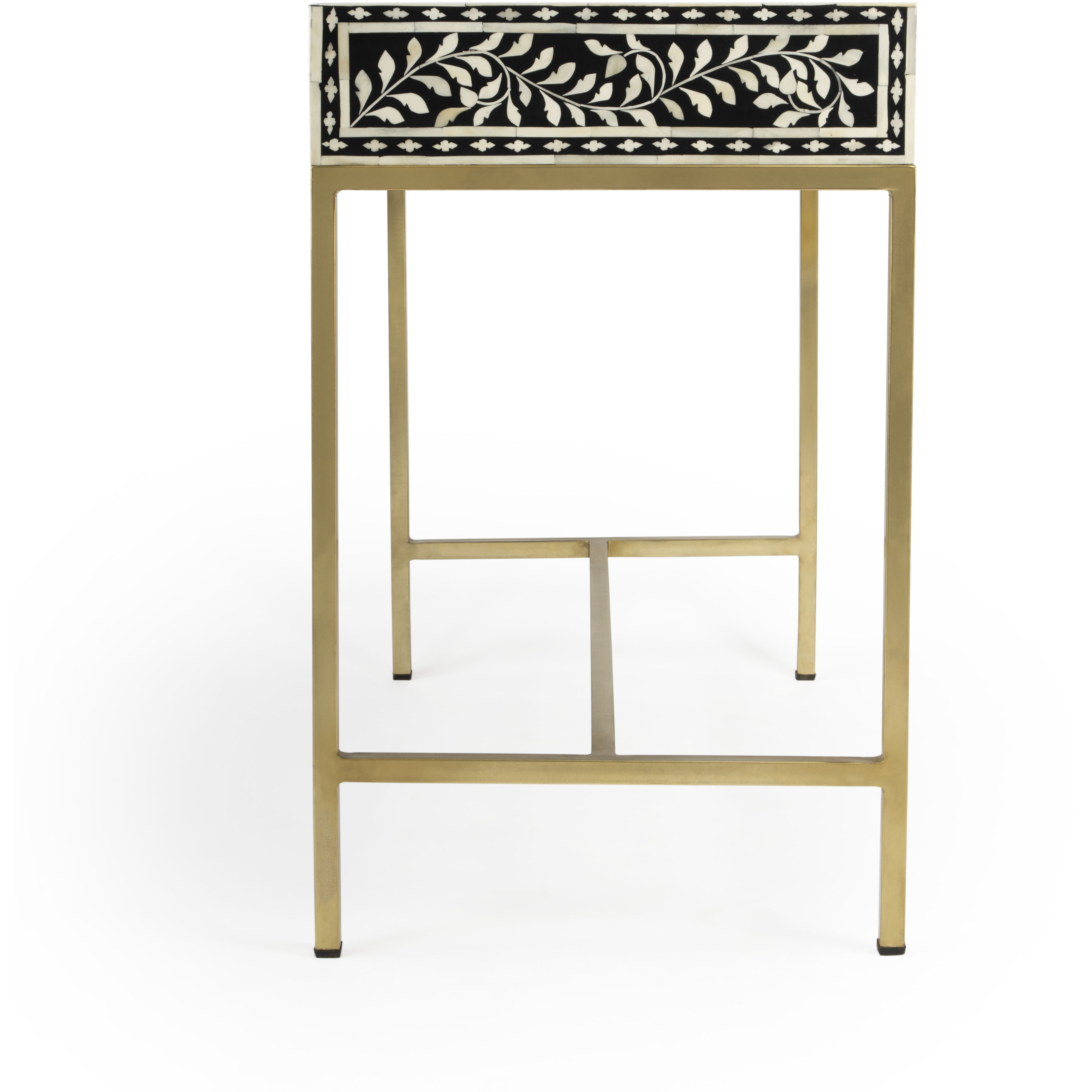 Perilla  Bone Inlay Writing Desk in Black and White,Gold