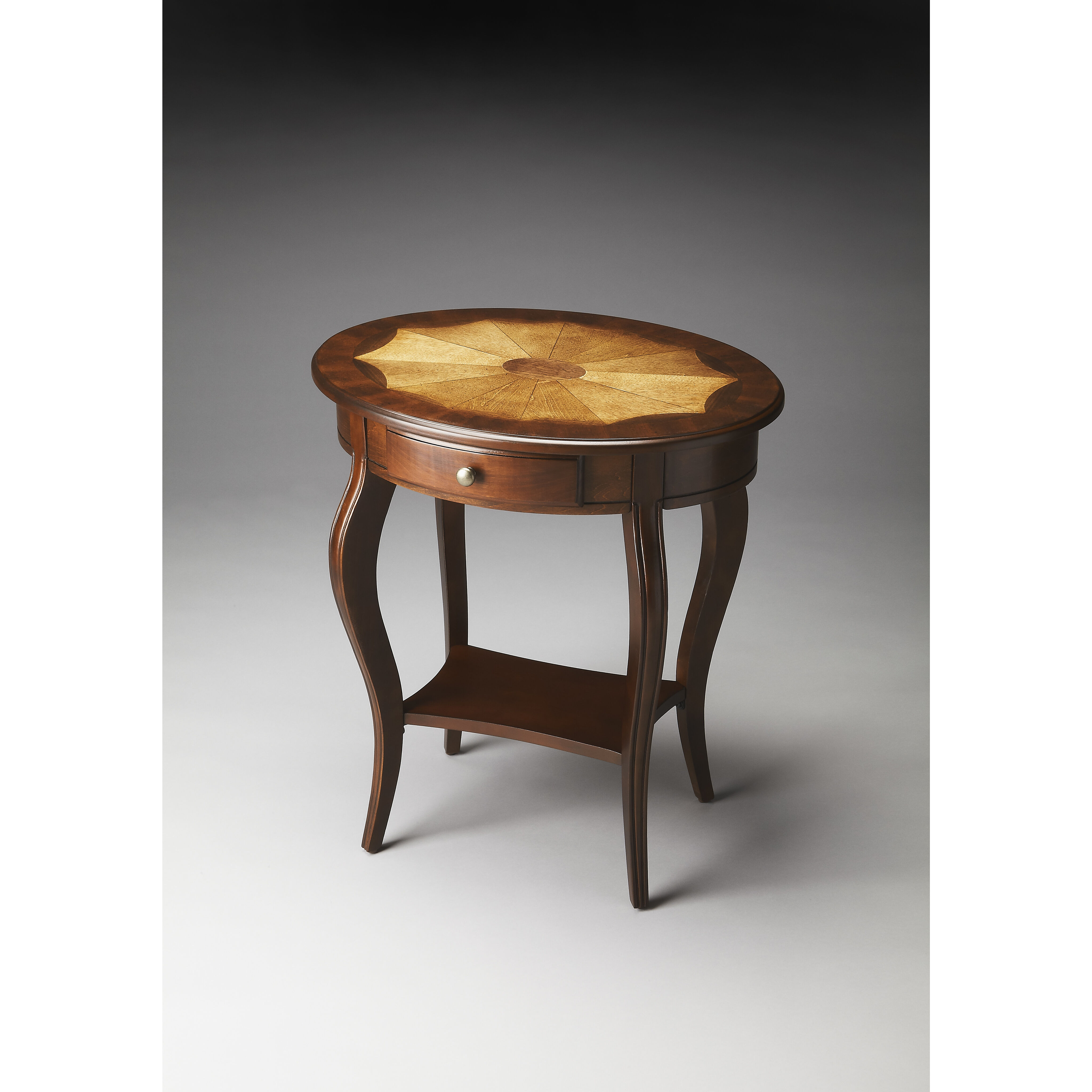 Jeanette  26 X 24 inch Plantation accent Table, Oval