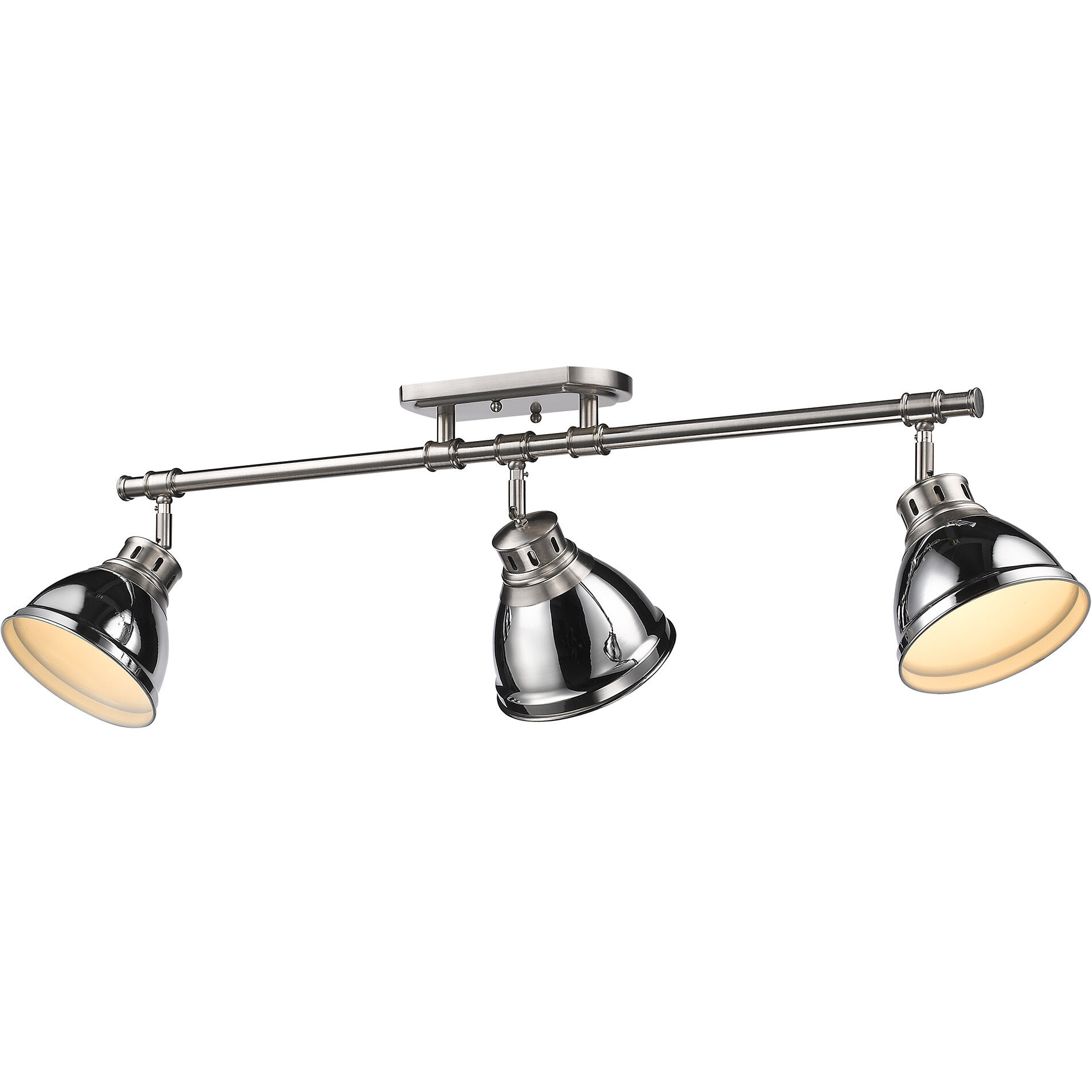 Yep Duncan 3 Light 35.38 inch Pewter Semi-Flush Mount Ceiling Light in Chrome, Damp