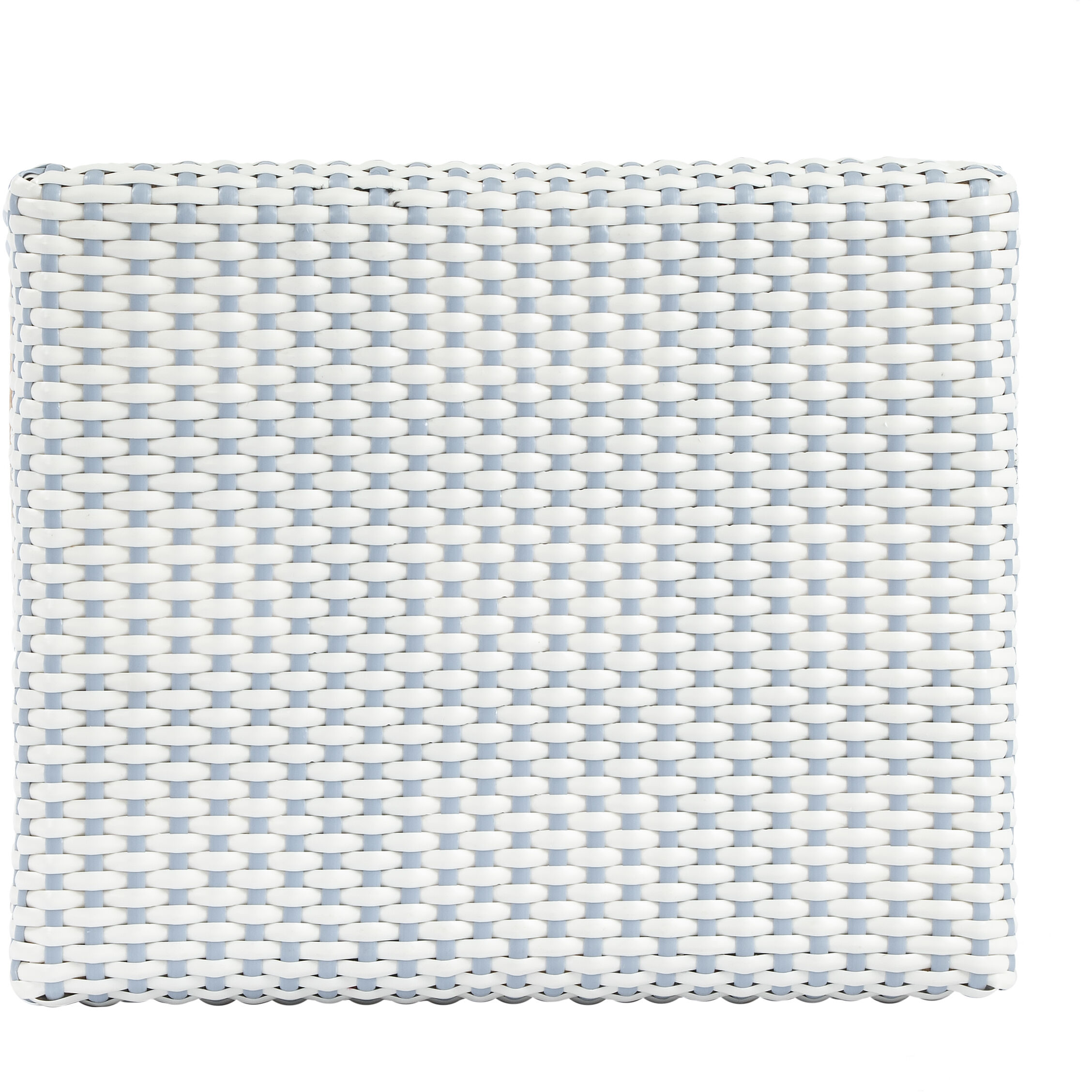 Robias Rectangular Rattan 24.5" Counter Stool in White and Sky Blue Dot