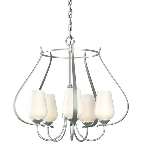 Flora 5 Light 22.2 inch Vintage Platinum Chandelier Ceiling Light in Opal
