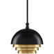 Salviati 1 Light 9.75 inch Black and Gold Leaf Pendant Ceiling Light, Medium
