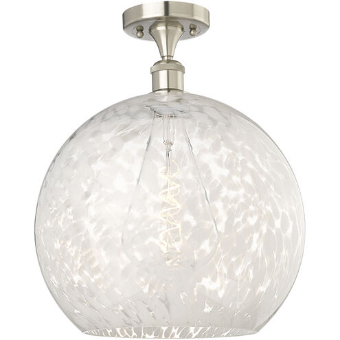 Ballston White Mouchette 1 Light 13.75 inch Brushed Satin Nickel Semi-Flush Mount Ceiling Light