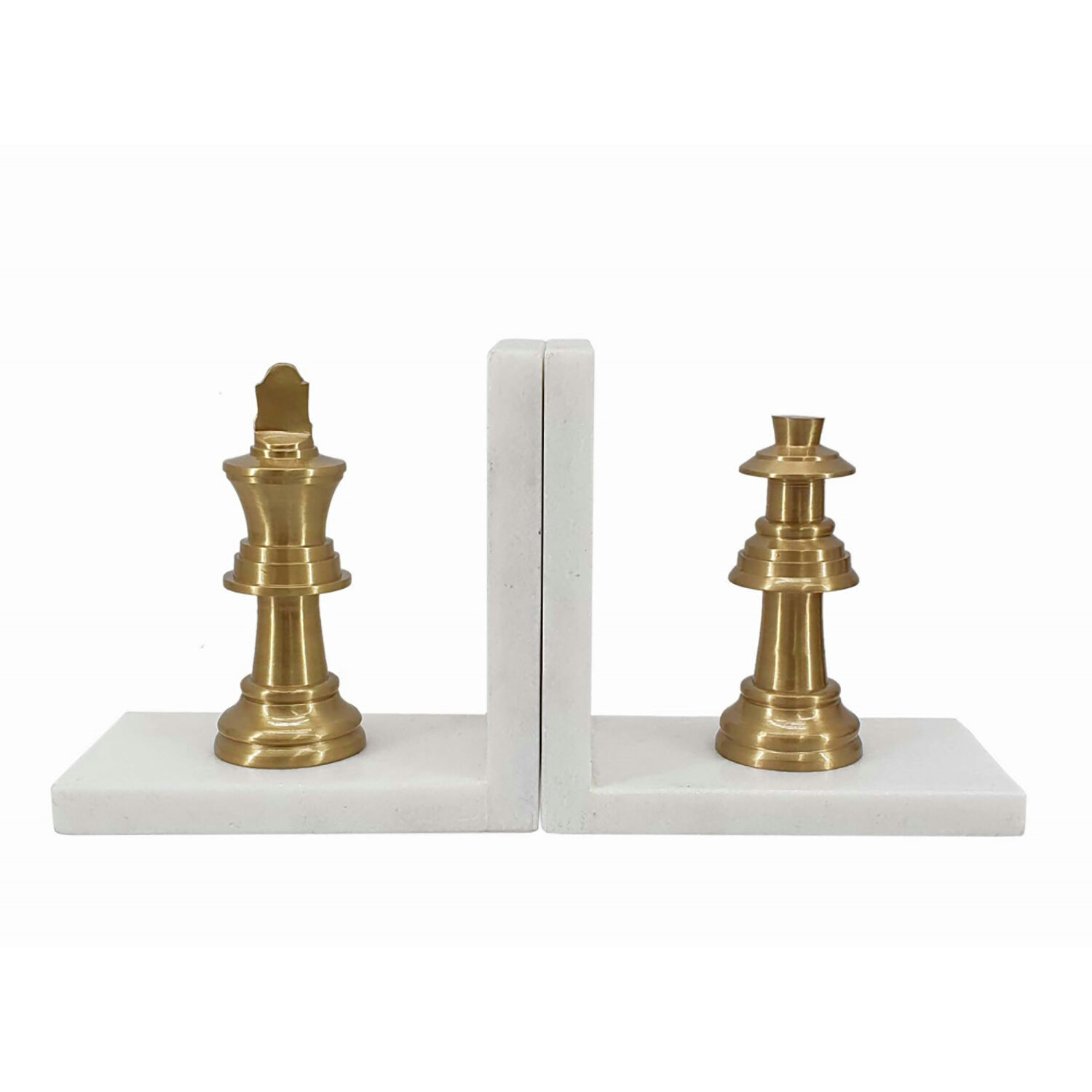 Anita 5.5 X 3.1 inch White and Gold Book Ends