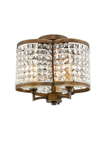 Grammercy 3 Light 12 inch Hand Painted Palacial Bronze Semi-Flush Mount Ceiling Light