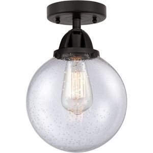Nouveau 2 Beacon LED 8 inch Matte Black Semi-Flush Mount Ceiling Light in Seedy Glass