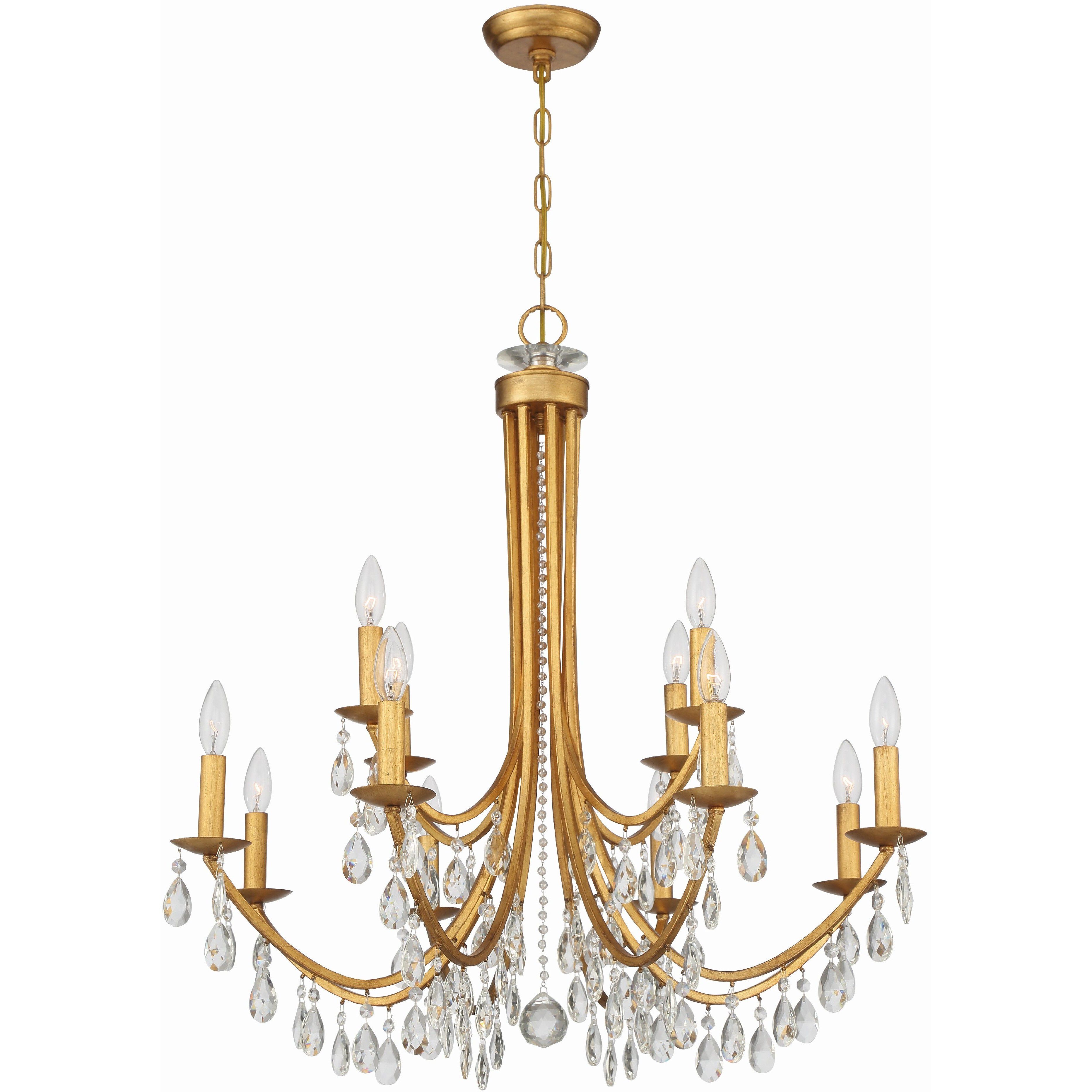 Bridgehampton 12 Light 32 inch Antique Gold Chandelier Ceiling Light in Clear Hand Cut
