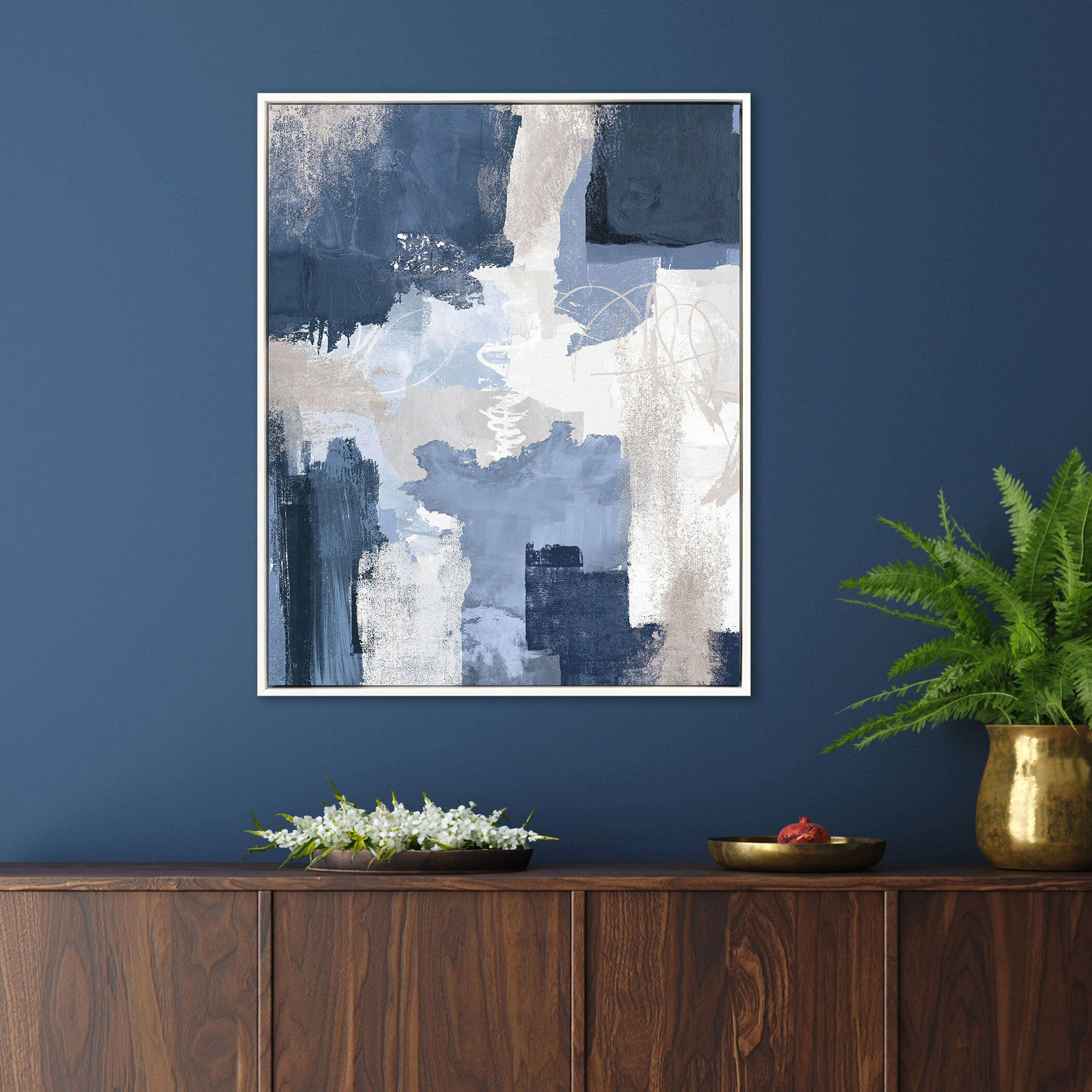 Peaceful Moment Blue and Gray and White Canvas