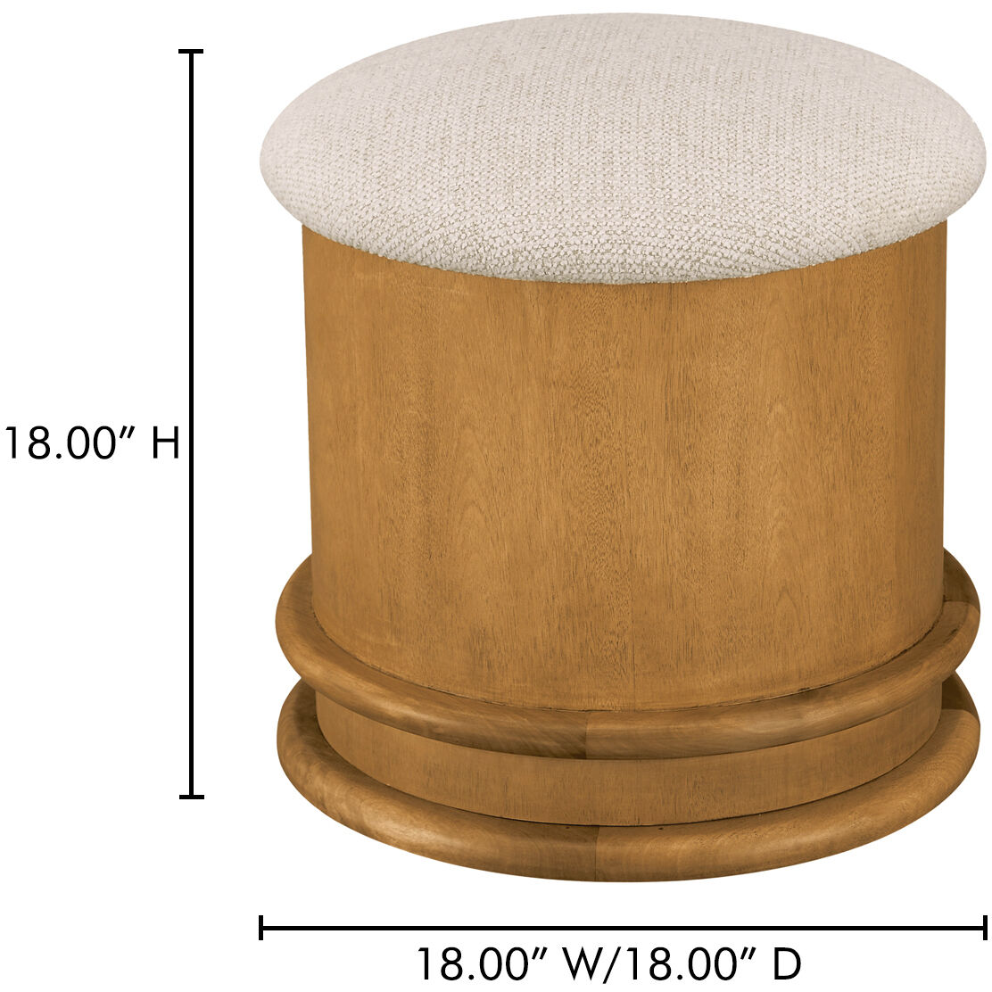 Piccolo 18 inch Beige Storage Stool
