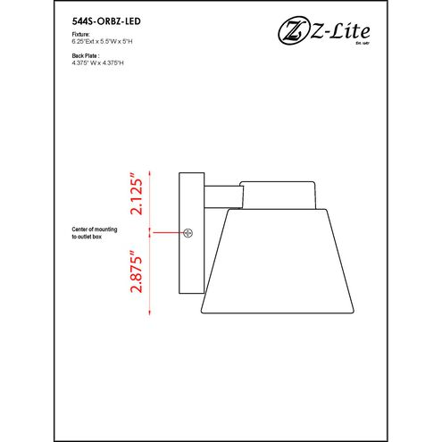 Asher LED 5 inch Oil Rubbed Bronze Outdoor Wall Light