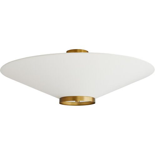 Decker 3 Light 34 inch Antique Brass Semi-Flush Mount Ceiling Light