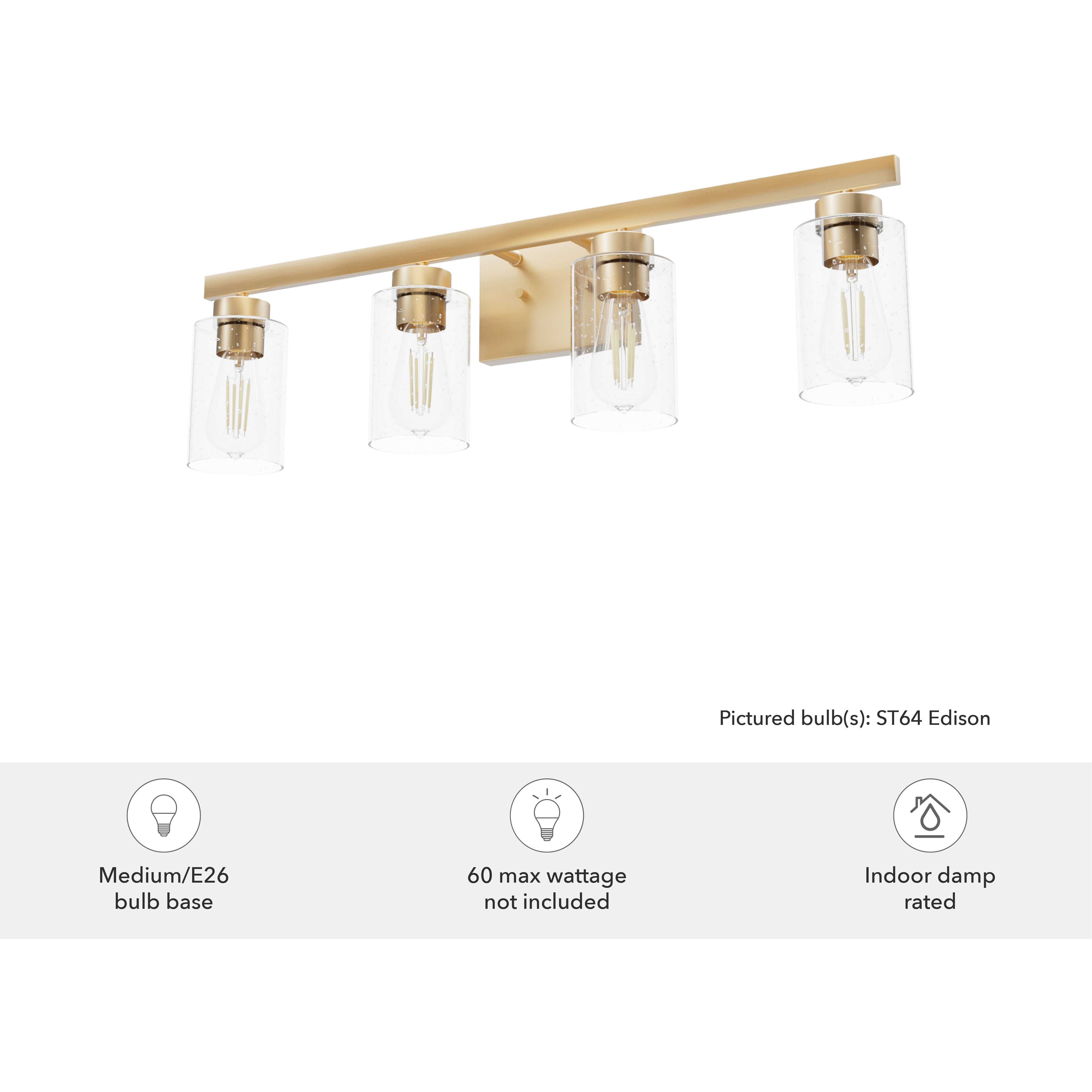 Hartland 4 Light 31 inch Alturas Gold Vanity Light Wall Light, Large