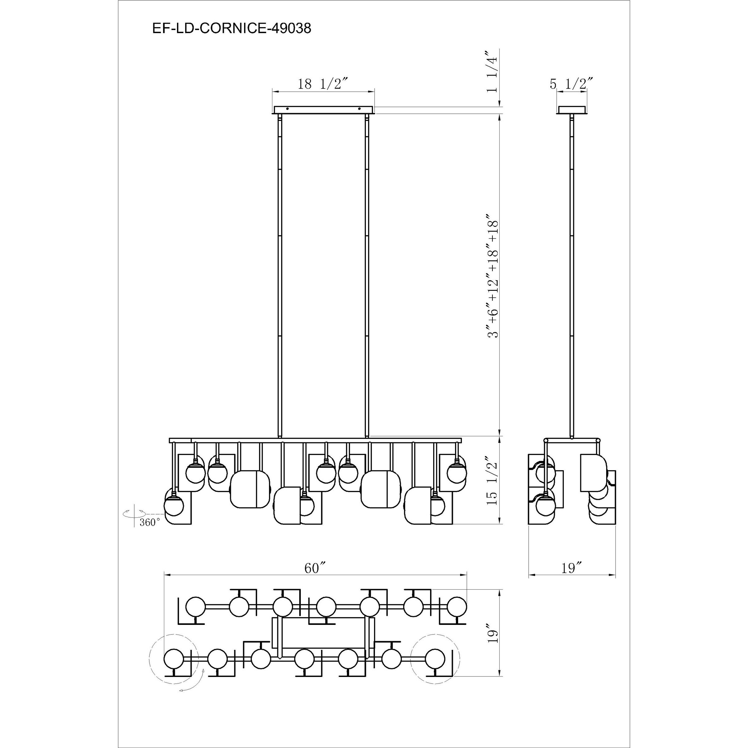Cornice 14 Light 19 inch Gold and Black Chandelier Ceiling Light