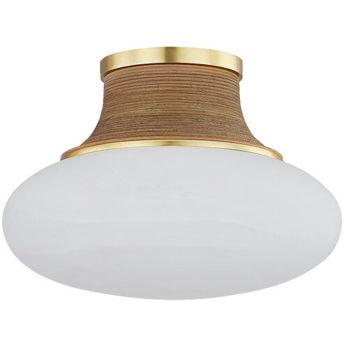 Pearl River 1 Light 11 inch Aged Brass Flush Mount Ceiling Light